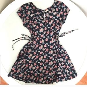 Floral Dress - Navy and Pink